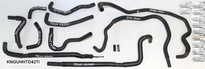 OEM Genuine cooling system small hose kit to fit Nissan GU Patrol with TD42TI engine