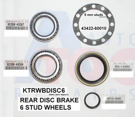 Toyota REAR Wheel Bearing KIT to fit Landcruiser 5/93>98  WITH Disc brakes & 6 wheel studs*** see further information***