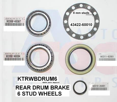 Toyota REAR Wheel Bearing KIT to fit Landcruiser 1975>5/93  WITH DRUM brakes*** see further information***