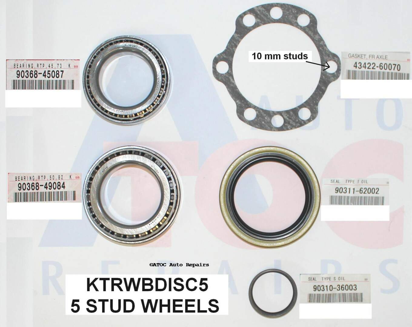 Toyota REAR Wheel Bearing KIT to fit Landcruiser 98>ON WITH Disc brakes